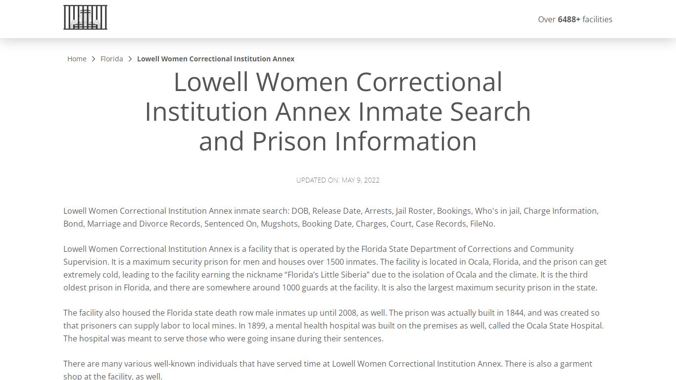 Lowell Women Correctional Institution Annex Inmate Search ...