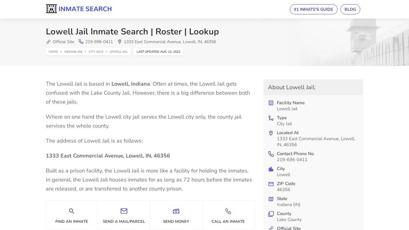 Lowell Jail Inmate Search | Roster | Lookup