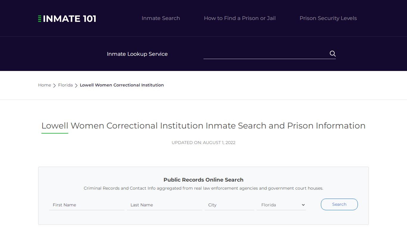 Lowell Women Correctional Institution Inmate Search ...